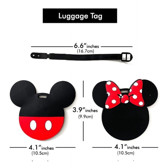 Disney Mickey & Minnie Mouse Luggage Tags Set of 2 - Picture 8 of 13